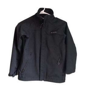 𝅺COLUMBIA Black Soft Shell Water Resistant Kids Jacket Coat Size 10/12